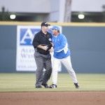 scott roeder | Staff Photographer Bruins coach John Savage argues with the umpire, getting ejected.